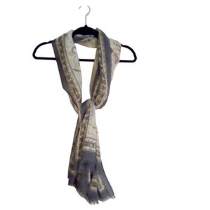 J.Jill Paisley Print Scarf Wrap Yellow Gray Multicolor Pre-owned